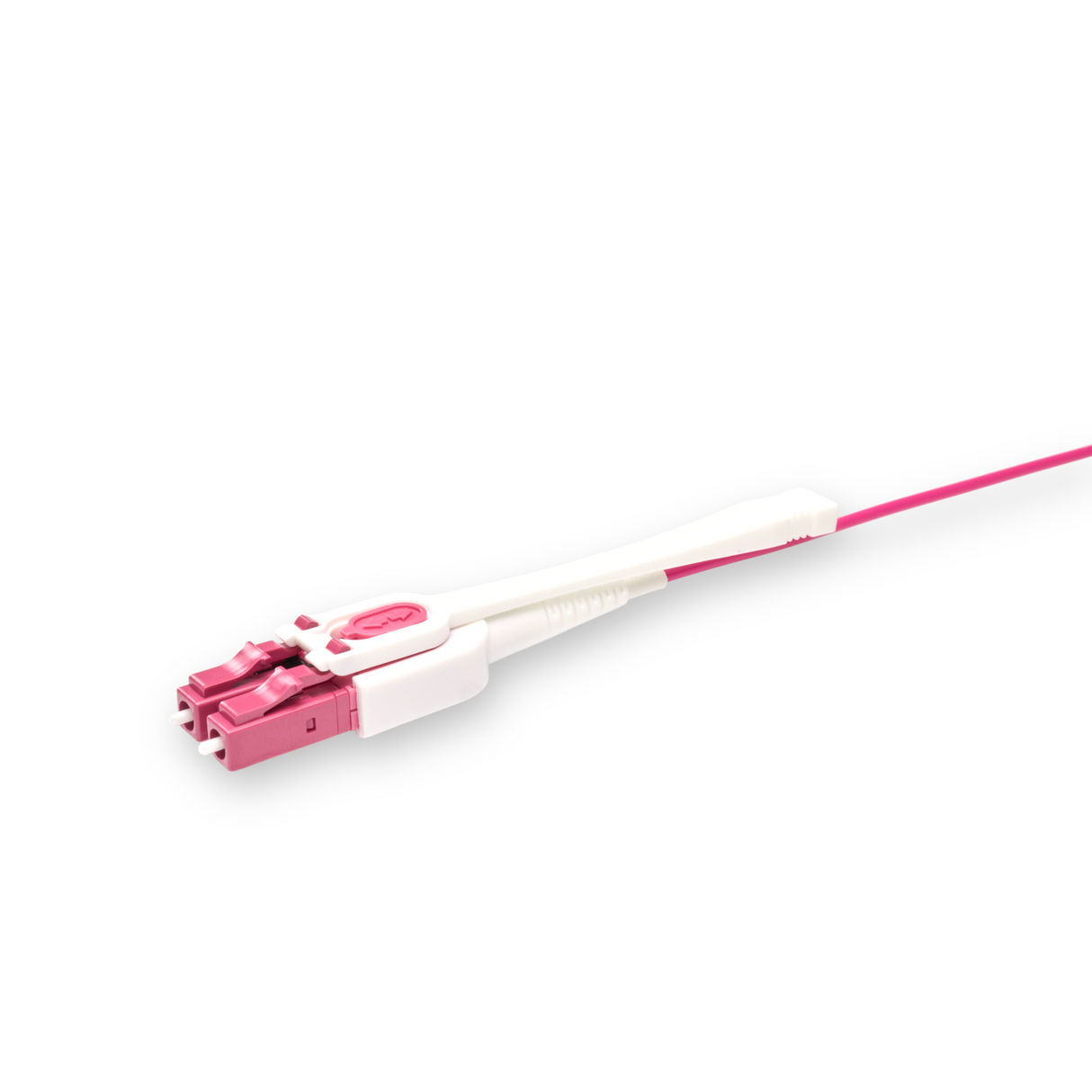 Push-Pull Tab Uniboot Ultra Low Loss 0.1dB OM4 LC/UPC to LC/UPC Fiber Patch Cable | Polarity Switchable | Corning OM4 Fiber | Magenta Connector | OFNR Jacket | Speedy Model E Push-Pull Tab Uniboot