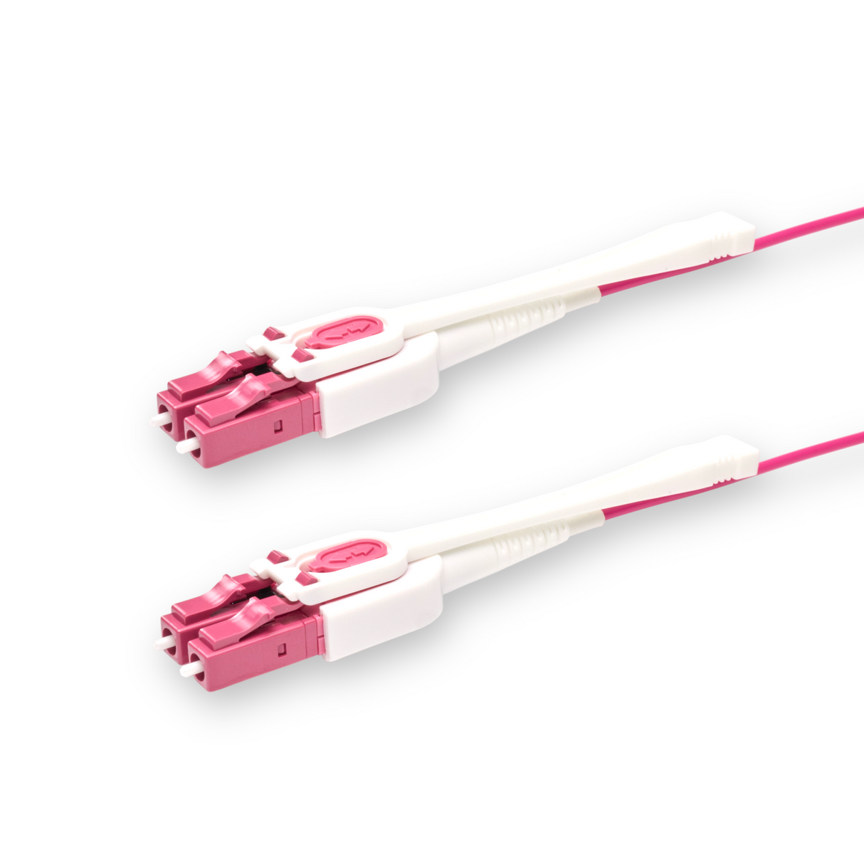 Push-Pull Tab Uniboot Ultra Low Loss 0.1dB OM4 LC/UPC to LC/UPC Fiber Patch Cable | Polarity Switchable | Corning OM4 Fiber | Magenta Connector | OFNR Jacket | Speedy Model E Push-Pull Tab Uniboot