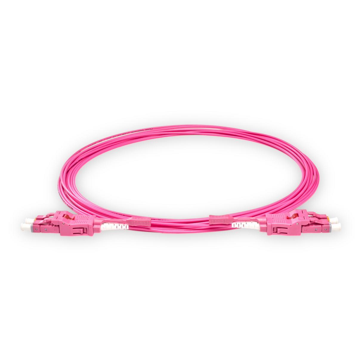 Push-Pull Tab Uniboot Ultra Low Loss 0.1dB OM4 LC/UPC to LC/UPC Fiber Patch Cable | Polarity Switchable | Corning OM4 Fiber | Magenta Connector | OFNP Jacket | Speedy Model O Push-Pull Tab Uniboot