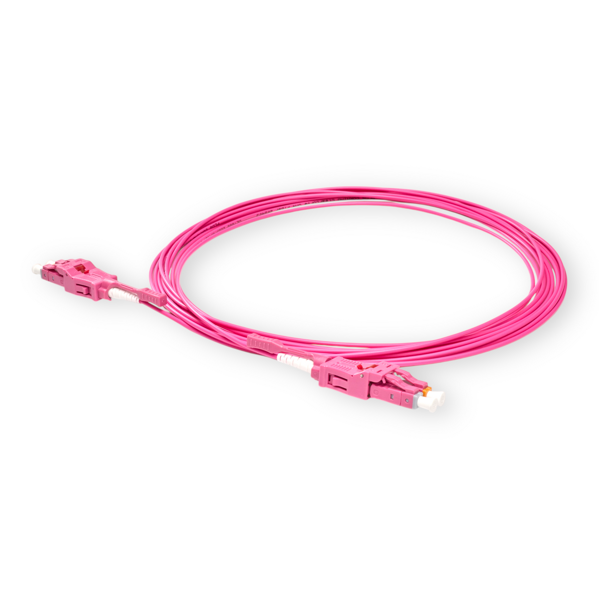 Push-Pull Tab Uniboot Ultra Low Loss 0.1dB OM4 LC/UPC to LC/UPC Fiber Patch Cable | Polarity Switchable | Corning OM4 Fiber | Magenta Connector | OFNP Jacket | Speedy Model O Push-Pull Tab Uniboot