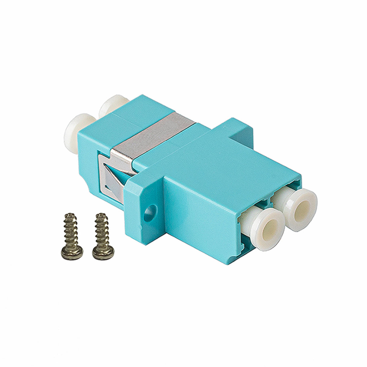 SpeedyFiberTX 12-pack Aqua Duplex LC to LC Fiber Optic Adapter Coupler for Multimode Fiber Patch Cable | Duplex LC Adapter with Screws