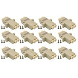 SpeedyFiberTX 12-pack Beige Duplex LC to LC Fiber Optic Adapter Coupler for Multimode Fiber Patch Cable | Duplex LC Adapter with Screws
