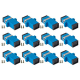 SpeedyFiberTX 12-pack Blue Simplex SC to SC Fiber Optic Adapter Coupler for Singlemode Fiber Patch Cable | Simplex SC Adapter with Screws