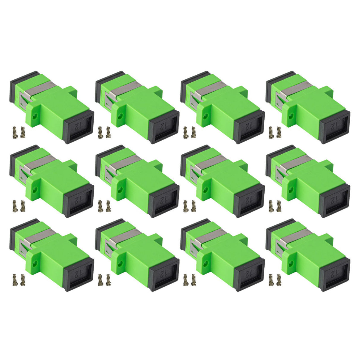 SpeedyFiberTX 12-pack Green Simplex SC to SC Fiber Optic Adapter Coupler for Singlemode Fiber Patch Cable | Simplex SC Adapter with Screws