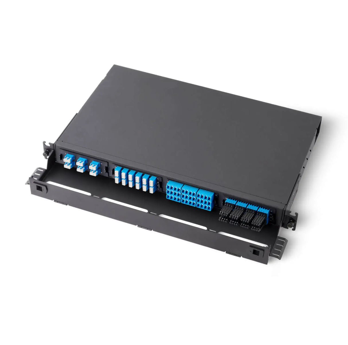 UltraX HD 19” 1U 光纖機箱（可安裝 4 個模組卡匣或 4 個轉接板，固定式）