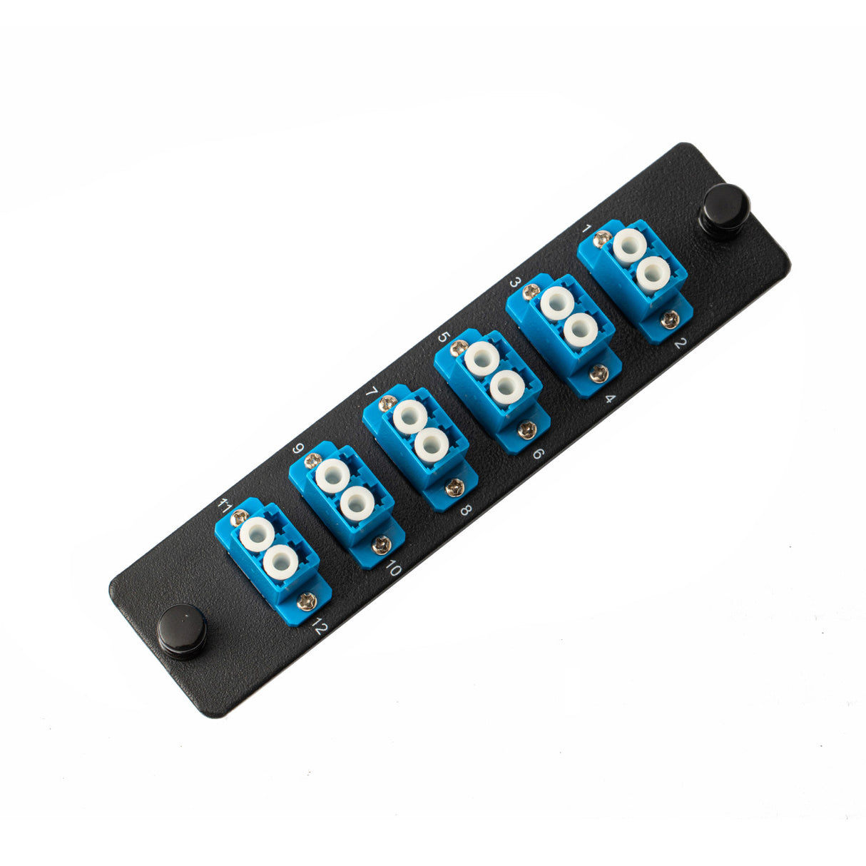 SpeedyFiberTX 12-Port LGX Compatible Fiber Patch Panel with Numbered Ports, Preloaded with Blue LC Adapters/Couplers