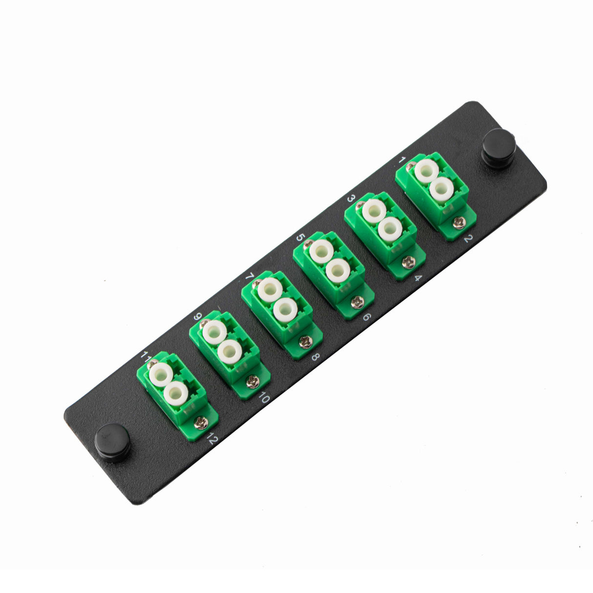 SpeedyFiberTX 12-Port LGX Compatible Fiber Patch Panel with Numbered Ports, Preloaded with Green LC Adapters/Couplers