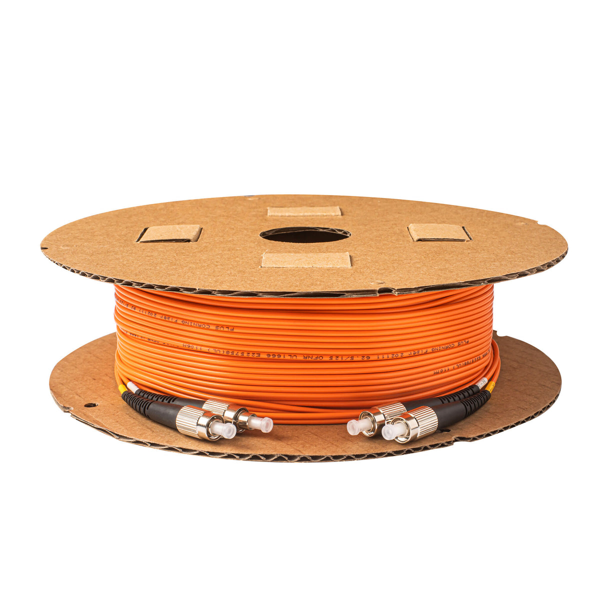 SpeedyFiberTX 0.2dB FC/UPC to FC/UPC Multimode OM1 Duplex Fiber Patch Cable | Corning InfiniCor 300 Optical 62.5 µm Multimode Fiber |  Orange OFNR Jacket