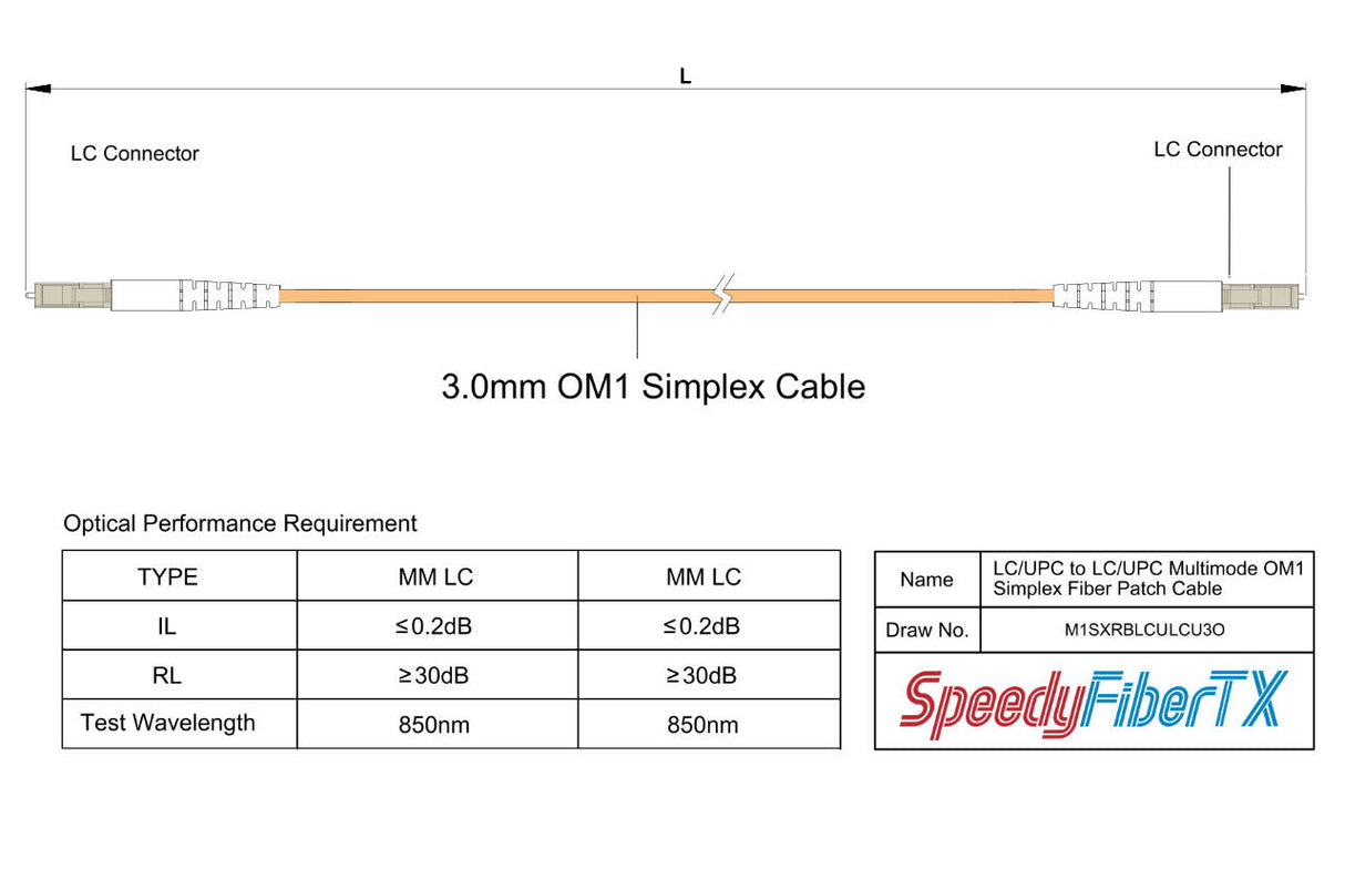 【博光通訊】電信級 0.2dB  LC/UPC to LC/UPC 多模 OM1 單工光纖跳線 | 康寧纖芯 |  橘色 LSZH 低煙無鹵外被