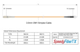SpeedyFiberTX 0.2dB SC/UPC to FC/UPC Multimode OM1 Simplex Fiber Patch Cable | Corning InfiniCor 300 Optical 62.5 µm Multimode Fiber |  Orange OFNP Jacket