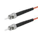 ST-ST multimode OM1 simplex fiber patch cable with Corning InfiniCor OM1 62.5/125um fiber, orange jacket, available in custom lengths. Ideal for data centers, enterprise networks, and server rooms.