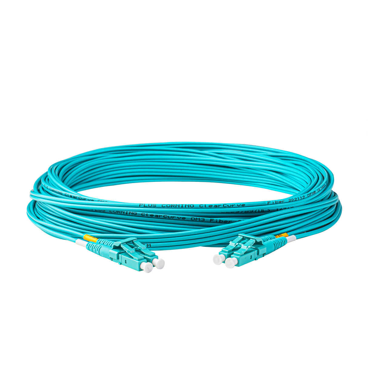 SpeedyFiberTX 0.2dB LC/UPC to LC/UPC Multimode OM3 Duplex Fiber Patch Cable | Corning ClearCurve OM3 50 µm Laser-Optimized Fiber |  Aqua OFNP Jacket ,Aqua  Connectors