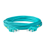 SpeedyFiberTX 0.2dB SC/UPC to SC/UPC Multimode OM3 Duplex Fiber Patch Cable | Corning ClearCurve OM3 50 µm Laser-Optimized Fiber |  Aqua OFNP Jacket, Aqua  Connectors
