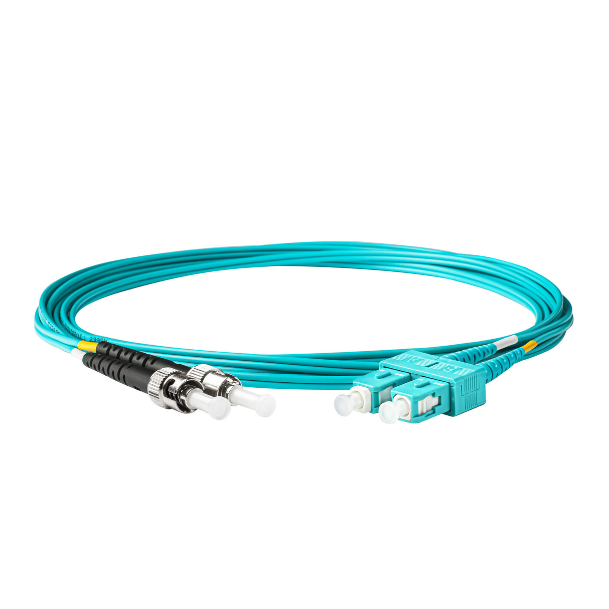 【博光通訊】電信級 0.2dB  SC/UPC to ST/UPC 多模 OM3 雙工光纖跳線 | 康寧纖芯 |  水綠色 LSZH 低煙無鹵外被, 水綠色接頭