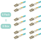 Bundle Deal – SpeedyFiberTX 0.2dB LC/UPC to LC/UPC Multimode OM3 Duplex Fiber Patch Cable | Corning ClearCurve OM3 50 µm Laser-Optimized Fiber |  Aqua Jacket, Beige  Connectors | 1 Foot | 6-Pack