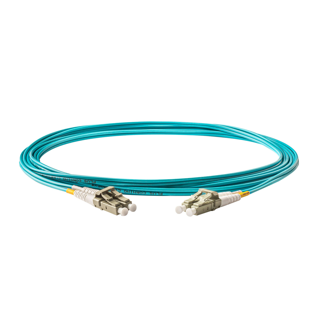 Bundle Deal – SpeedyFiberTX 0.2dB LC/UPC to LC/UPC Multimode OM3 Duplex Fiber Patch Cable | Corning ClearCurve OM3 50 µm Laser-Optimized Fiber |  Aqua Jacket, Beige  Connectors | 1 Foot | 6-Pack