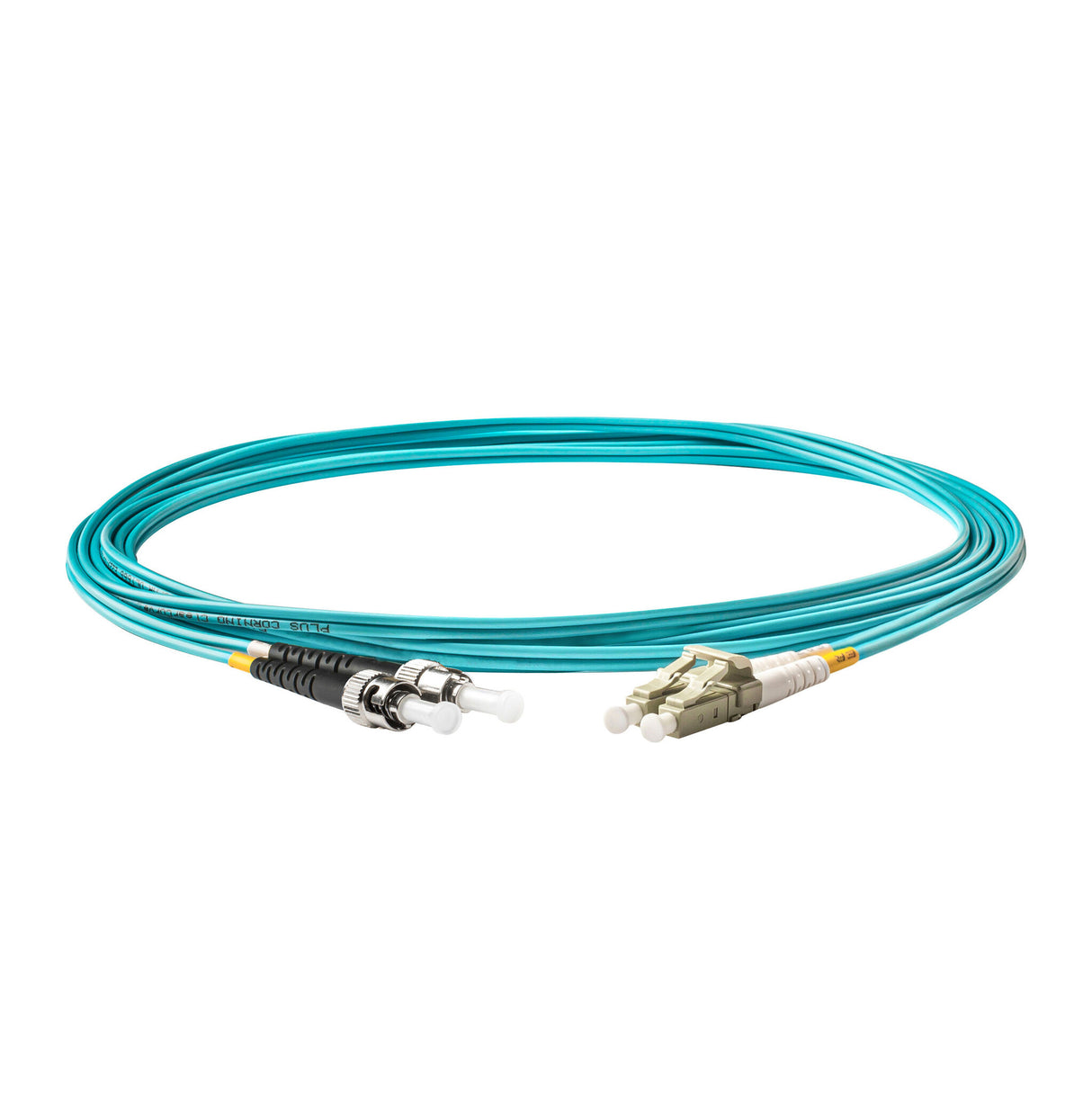 SpeedyFiberTX 0.2dB LC/UPC to ST/UPC Multimode OM3 Duplex Fiber Patch Cable | Corning ClearCurve OM3 50 µm Laser-Optimized Fiber |  Aqua LSZH Jacket ,Beige  Connectors