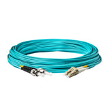 SpeedyFiberTX 0.2dB LC/UPC to ST/UPC Multimode OM3 Duplex Fiber Patch Cable | Corning ClearCurve OM3 50 µm Laser-Optimized Fiber |  Aqua LSZH Jacket ,Beige  Connectors