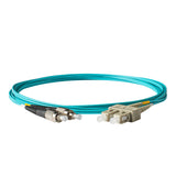 SpeedyFiberTX 0.2dB SC/UPC to FC/UPC Multimode OM3 Duplex Fiber Patch Cable | Corning ClearCurve OM3 50 µm Laser-Optimized Fiber |  Aqua OFNP Jacket ,Beige  Connectors