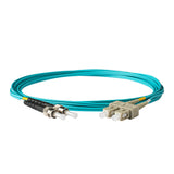 SpeedyFiberTX 0.2dB SC/UPC to ST/UPC Multimode OM3 Duplex Fiber Patch Cable | Corning ClearCurve OM3 50 µm Laser-Optimized Fiber |  Aqua LSZH Jacket ,Beige  Connectors