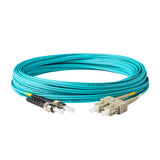SpeedyFiberTX 0.2dB SC/UPC to ST/UPC Multimode OM3 Duplex Fiber Patch Cable | Corning ClearCurve OM3 50 µm Laser-Optimized Fiber |  Aqua LSZH Jacket ,Beige  Connectors