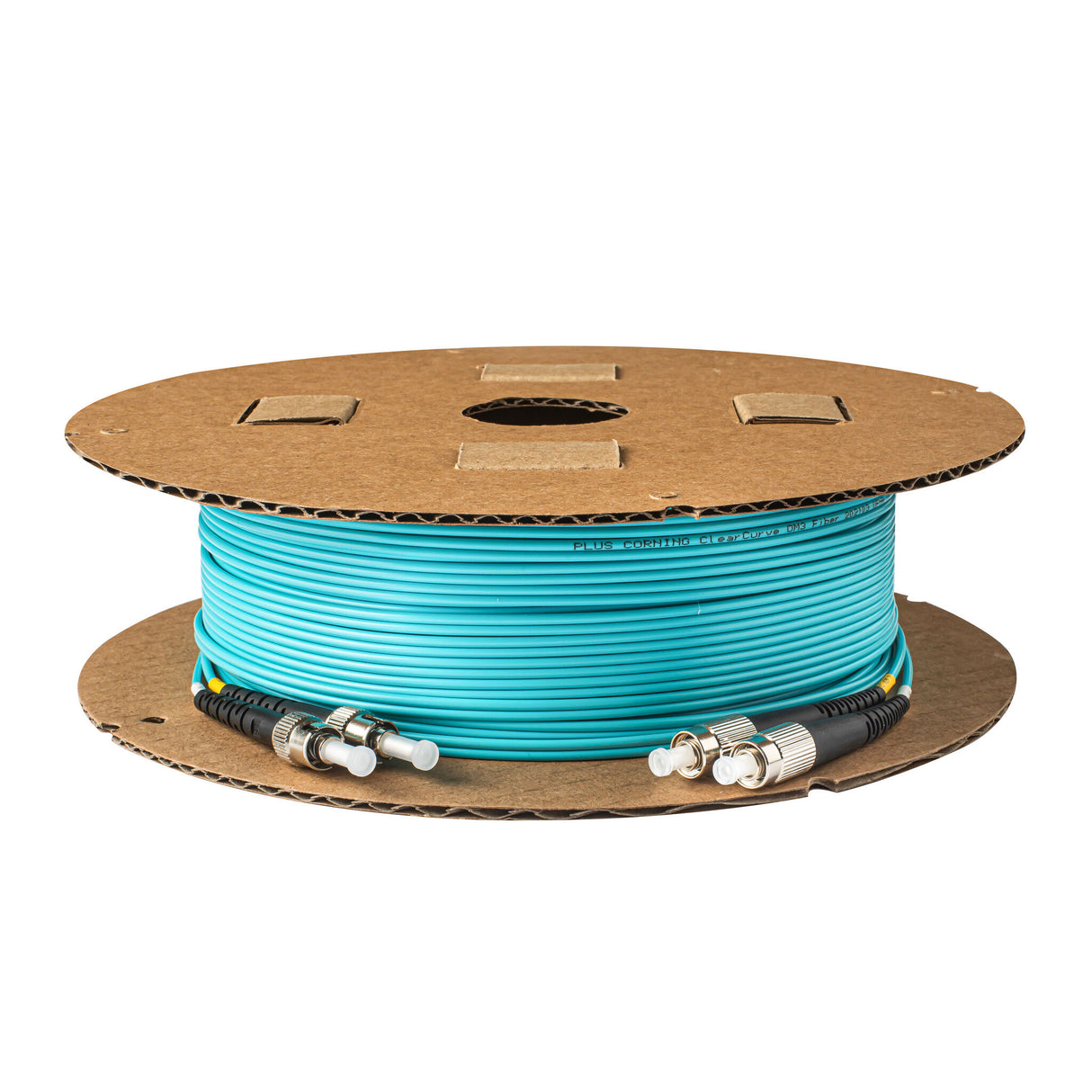 SpeedyFiberTX 0.2dB ST/UPC to FC/UPC Multimode OM3 Duplex Fiber Patch Cable | Corning ClearCurve OM3 50 µm Laser-Optimized Fiber |  Aqua OFNR Jacket ,Metal  Connectors