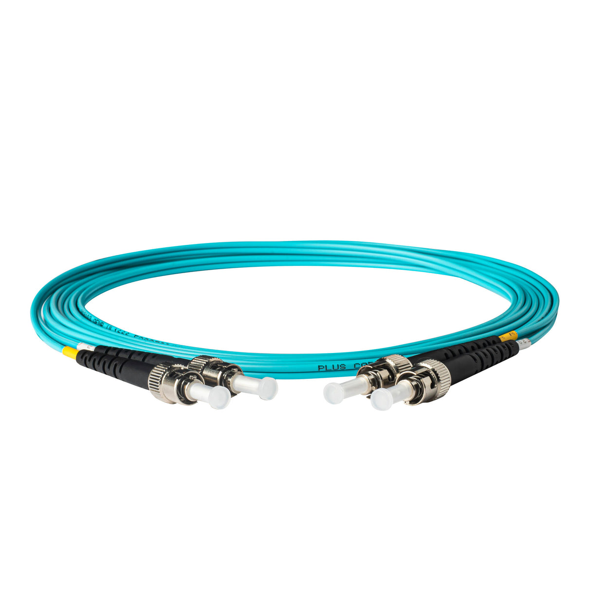 SpeedyFiberTX 0.2dB ST/UPC to ST/UPC Multimode OM3 Duplex Fiber Patch Cable | Corning ClearCurve OM3 50 µm Laser-Optimized Fiber |  Aqua LSZH Jacket ,Metal  Connectors