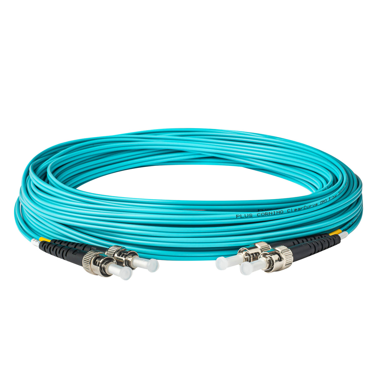 SpeedyFiberTX 0.2dB ST/UPC to ST/UPC Multimode OM3 Duplex Fiber Patch Cable | Corning ClearCurve OM3 50 µm Laser-Optimized Fiber |  Aqua LSZH Jacket ,Metal  Connectors