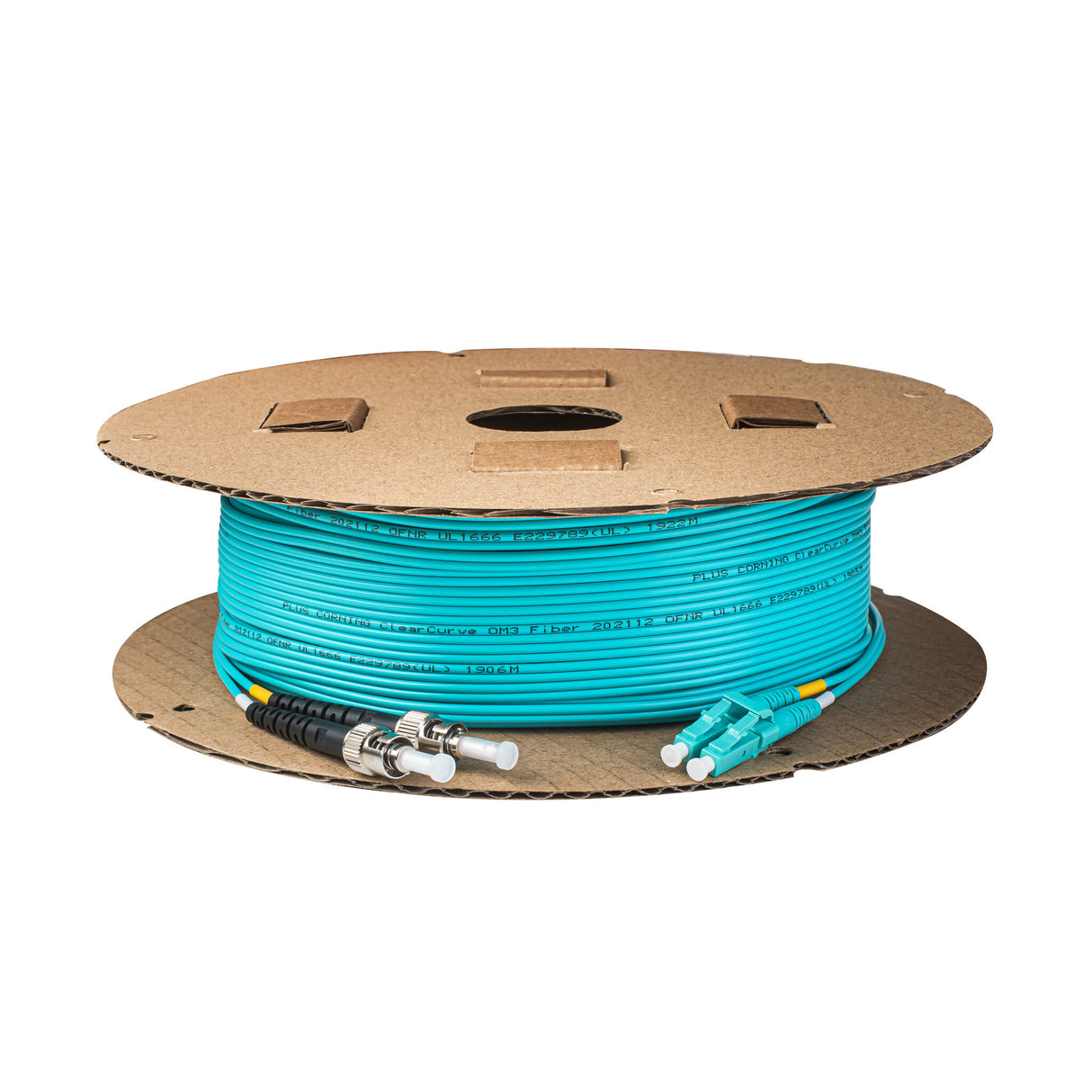 【博光通訊】電信級 0.2dB  LC/UPC to ST/UPC 多模 OM4 雙工光纖跳線 | 康寧纖芯 |  水綠色 OFNR 外被, 水綠色接頭