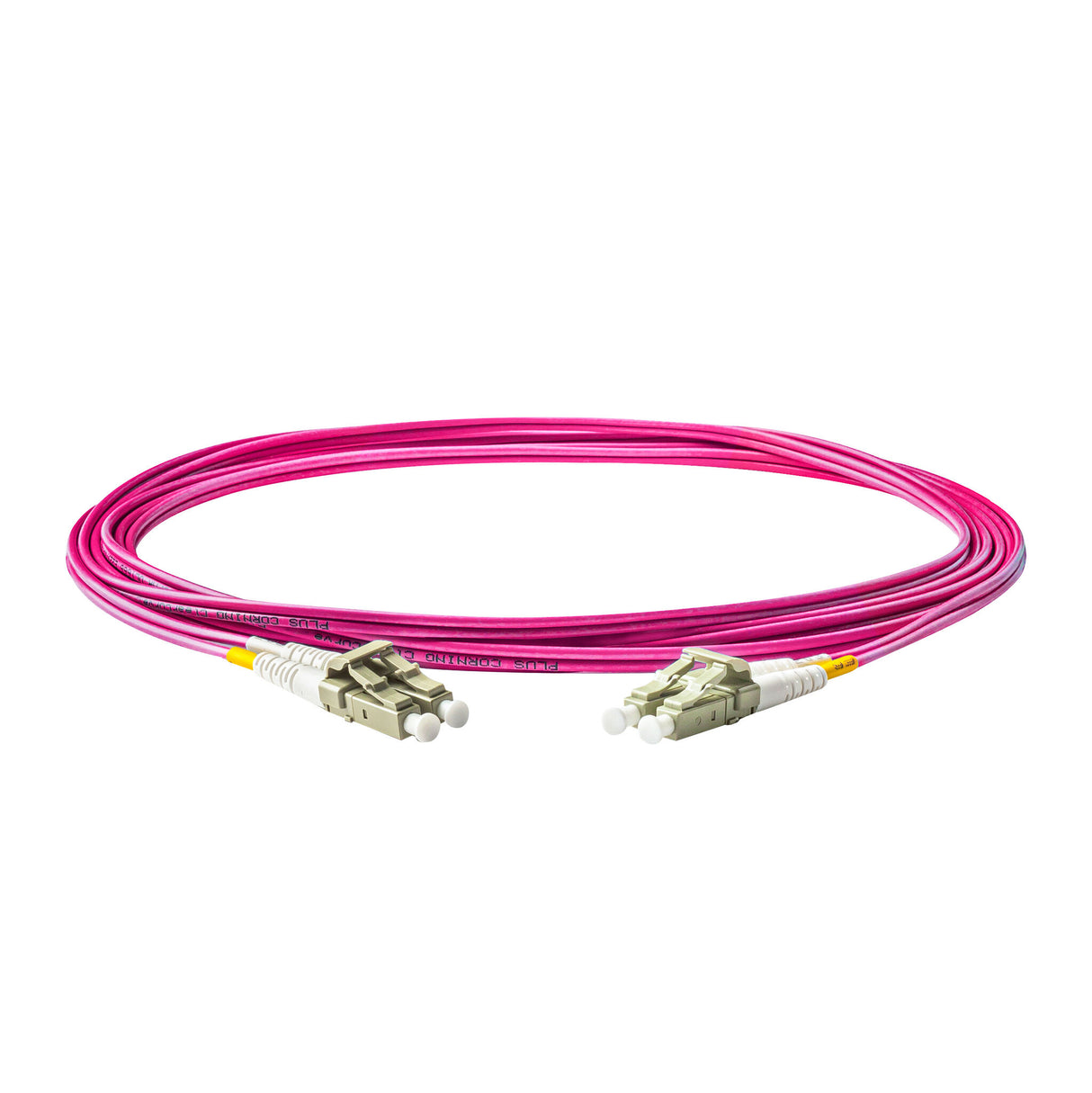 SpeedyFiberTX 0.2dB LC/UPC to LC/UPC Multimode OM4 Duplex Fiber Patch Cable | Corning ClearCurve OM4 50 µm Laser-Optimized Fiber |  Magenta LSZH Jacket, Beige  Connectors