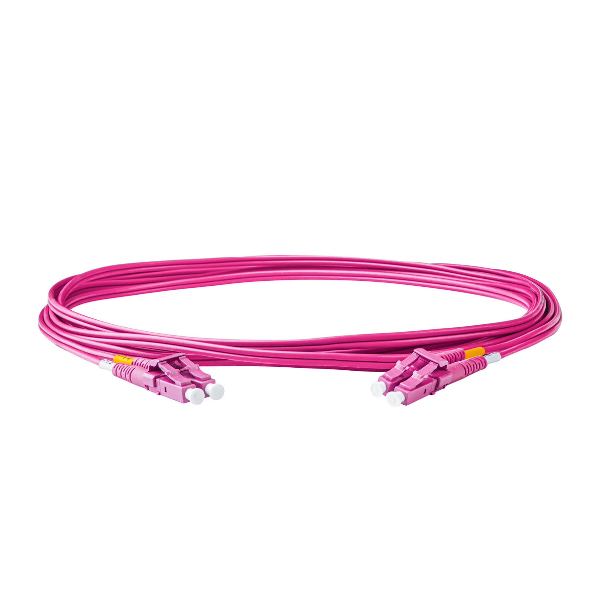 SpeedyFiberTX Low Loss 0.15dB LC/UPC to LC/UPC Multimode OM4 Duplex Fiber Patch Cable | Corning ClearCurve OM4 50 µm Laser-Optimized Fiber |  Magenta LSZH Jacket, Magenta  Connectors