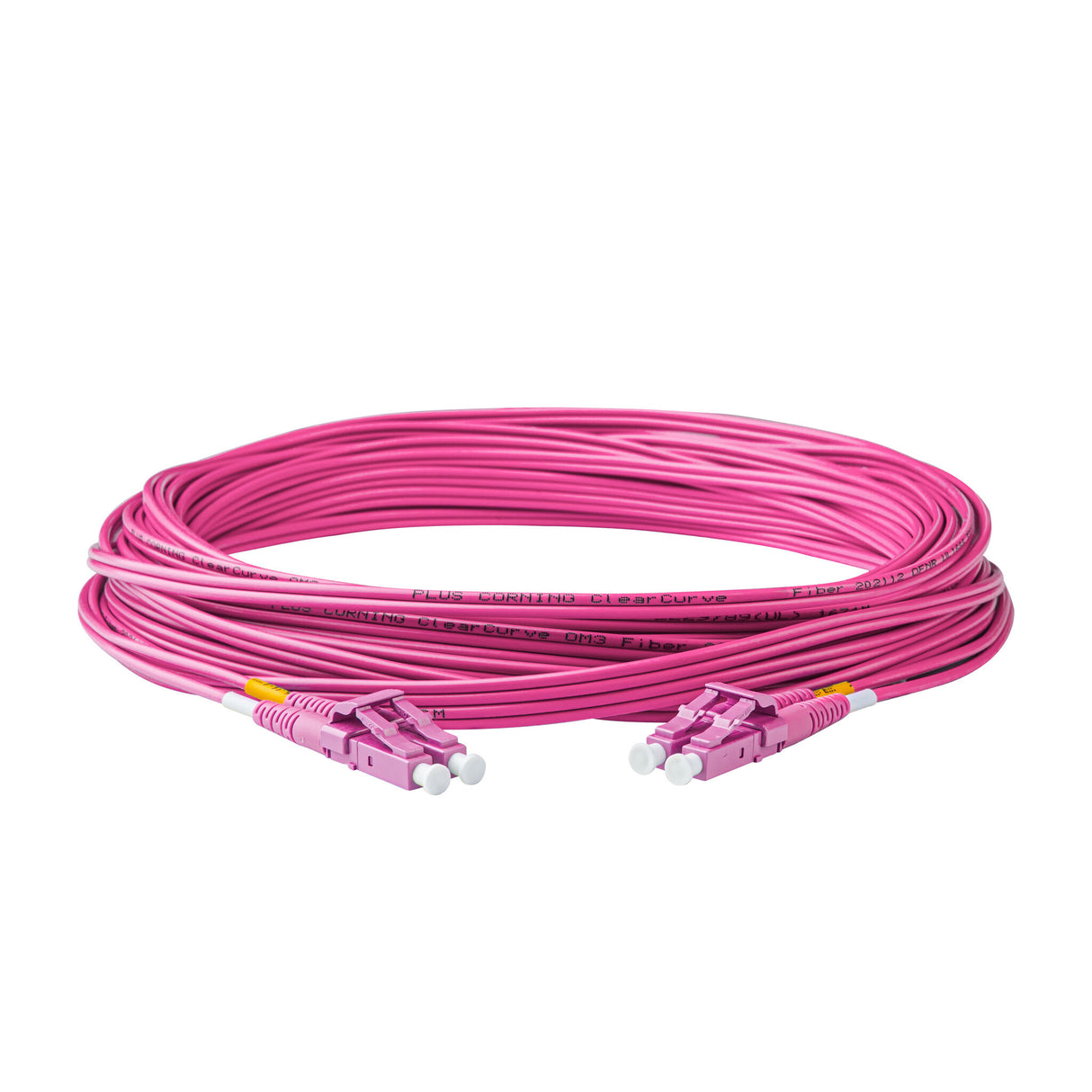 SpeedyFiberTX Low Loss 0.15dB LC/UPC to LC/UPC Multimode OM4 Duplex Fiber Patch Cable | Corning ClearCurve OM4 50 µm Laser-Optimized Fiber |  Magenta LSZH Jacket, Magenta  Connectors
