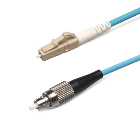 SpeedyFiberTX LC/UPC to FC/UPC Multimode OM4 Simplex Fiber Patch Cable | Corning ClearCurve OM4 50 µm Laser-Optimized Fiber |  Aqua Jacket ,Aqua  Connectors