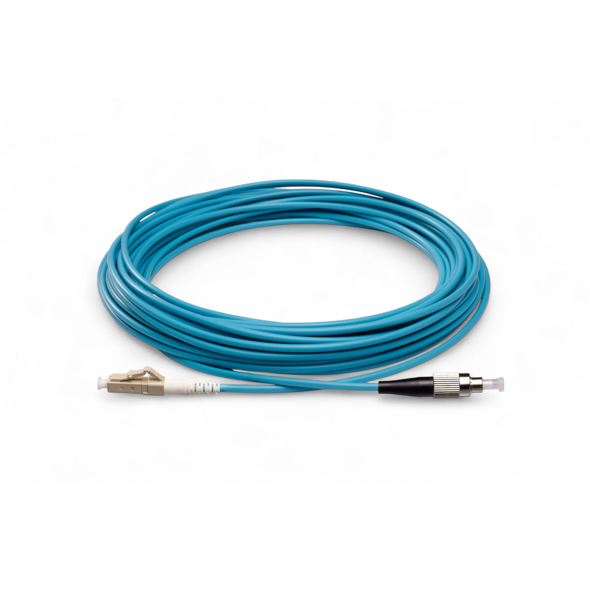 電信級低插損 0.1dB  LC/UPC to FC/UPC 多模 OM4 單工光纖跳線 | 康寧纖芯 |  水綠色 OFNR 外被, 水綠色接頭