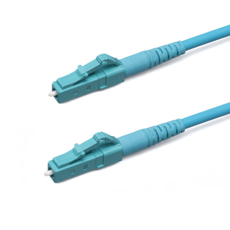 SpeedyFiberTX LC/UPC to ST/UPC Multimode OM4 Simplex Fiber Patch Cable | Corning ClearCurve OM4 50 µm Laser-Optimized Fiber |  Aqua Jacket ,Aqua  Connectors