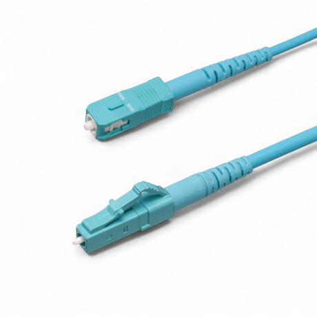 SpeedyFiberTX LC/UPC to SC/UPC Multimode OM4 Simplex Fiber Patch Cable | Corning ClearCurve OM4 50 µm Laser-Optimized Fiber |  Aqua Jacket ,Aqua  Connectors