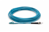 TAA Compliant Fiber Patch Cable | 0.2dB LC/UPC to ST/UPC Multimode OM4 Simplex  | Corning ClearCurve OM4 50 µm Laser-Optimized Fiber |  Aqua OFNR Jacket, Aqua  Connectors