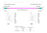 12-Fiber Low Loss Pinned MPO/UPC to Pinned MPO/UPC Jumper | Corning® ClearCurve® OM4 Multimode Optical Fiber | Type A, Aqua MPO Connectors, Magenta Cable Jacket | LSZH Jacket