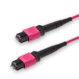 12 芯低插損公頭 MPO/UPC 轉母頭 MPO/UPC 跳線 | 康寧® ClearCurve® OM4 多模光纖 | 極性B，洋紅色 MPO 接頭，洋紅色外被 | LSZH 低煙無鹵外被