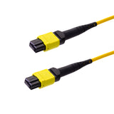 12-Fiber Low Loss Non-Pinned MPO/APC to Non-Pinned MPO/APC Jumper | Corning® SMF-28® Ultra Single-mode Optical Fiber | OS1/OS2 Compatible | Type B, Yellow MPO Connectors, Yellow Cable Jacket | OFNP Jacket