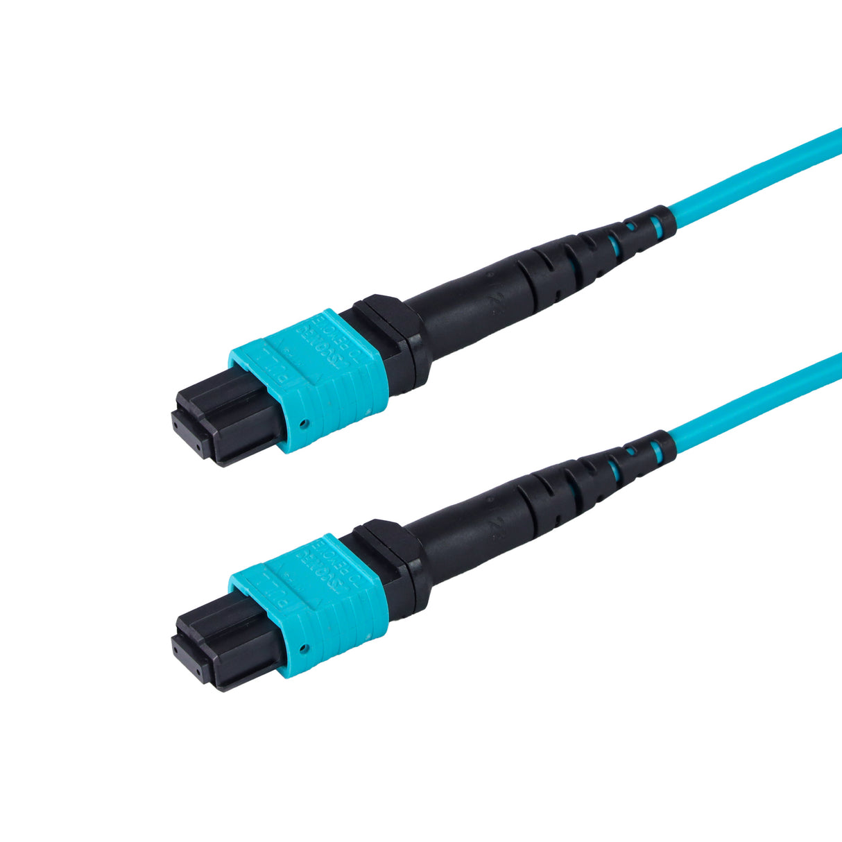 8-Fiber Elite Non-Pinned MTP®/UPC to Non-Pinned MTP®/UPC Jumper | Corning® ClearCurve® OM4 Multimode Optical Fiber | Type B, Aqua MTP®-12 Connectors, Aqua Cable Jacket | LSZH Jacket