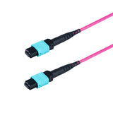 12-Fiber Elite Non-Pinned MTP®/UPC to Non-Pinned MTP®/UPC Jumper | Corning® ClearCurve® OM4 Multimode Optical Fiber | Type B, Aqua MTP® Connectors, Magenta Cable Jacket | OFNP Jacket