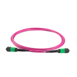 8-Fiber Elite Non-Pinned MTP®/APC to Non-Pinned MTP®/APC Jumper | Corning® ClearCurve® OM4 Multimode Optical Fiber | Type B, Green MTP®-12 Connectors, Magenta Cable Jacket | OFNR Jacket