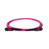 12-Fiber Elite Non-Pinned MTP® UPC to MTP® UPC Jumper with Corning® ClearCurve® OM4 Multimode Fiber, Type B polarity, Magenta MTP® connectors, and Magenta jacket, optimized for 40GBASE-SR4 and 100GBASE-SR4 multimode parallel optics in high-density data centers.