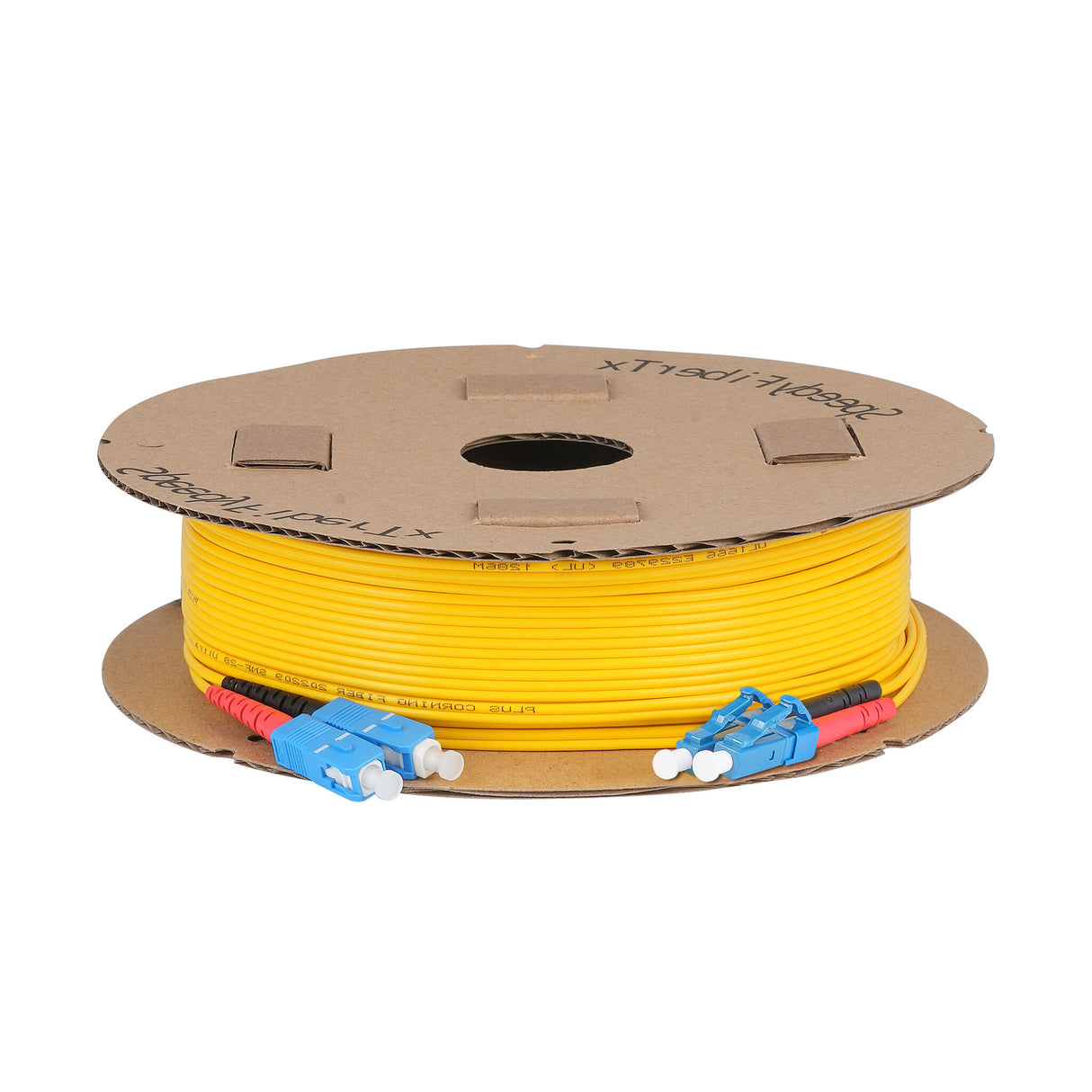 0.2dB LC/UPC to SC/UPC Single-mode Duplex Fiber Patch Cable | Corning SMF-28 Ultra Fiber | Red and Black Boots | OS1/OS2 Compatible | OFNR Jacket