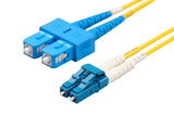 SpeedyFiberTX  LC/UPC to SC/UPC Single-Mode Duplex  Fiber Patch Cable | Corning SMF-28 Ultra Fiber | OS1/OS2 Compatible
