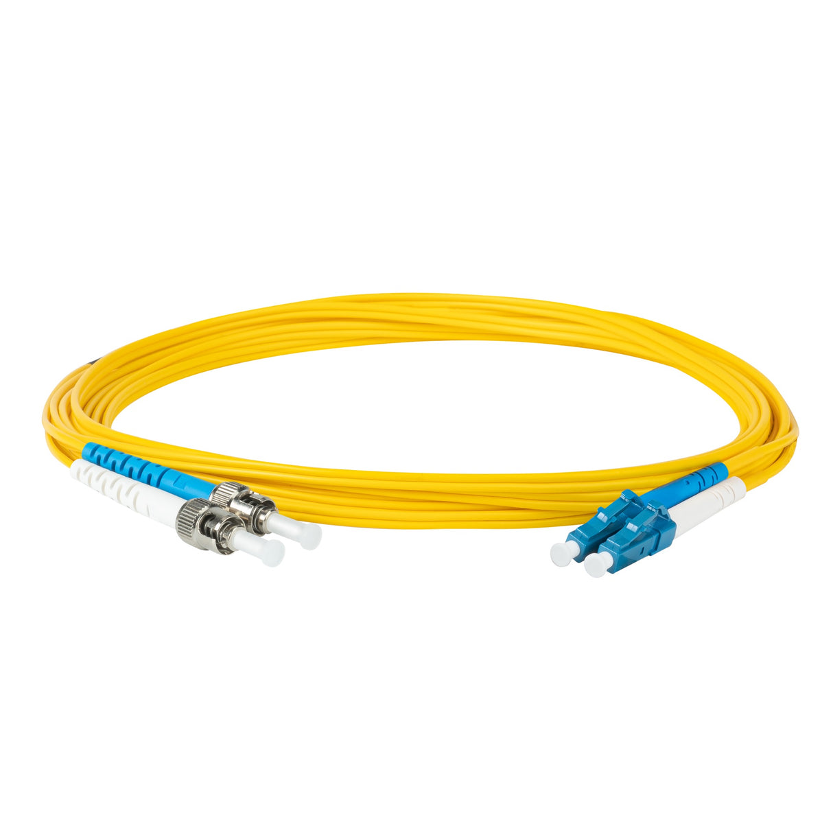 電信級 0.2dB 單模雙工 LC/UPC to ST/UPC 光纖跳線 | 康寧纖芯 | 藍白尾套 | OFNR 外被
