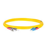 0.2dB LC/UPC to ST/UPC Single-mode Duplex Fiber Patch Cable | Corning SMF-28 Ultra Fiber | Red and Black Boots | OS1/OS2 Compatible | OFNR Jacket