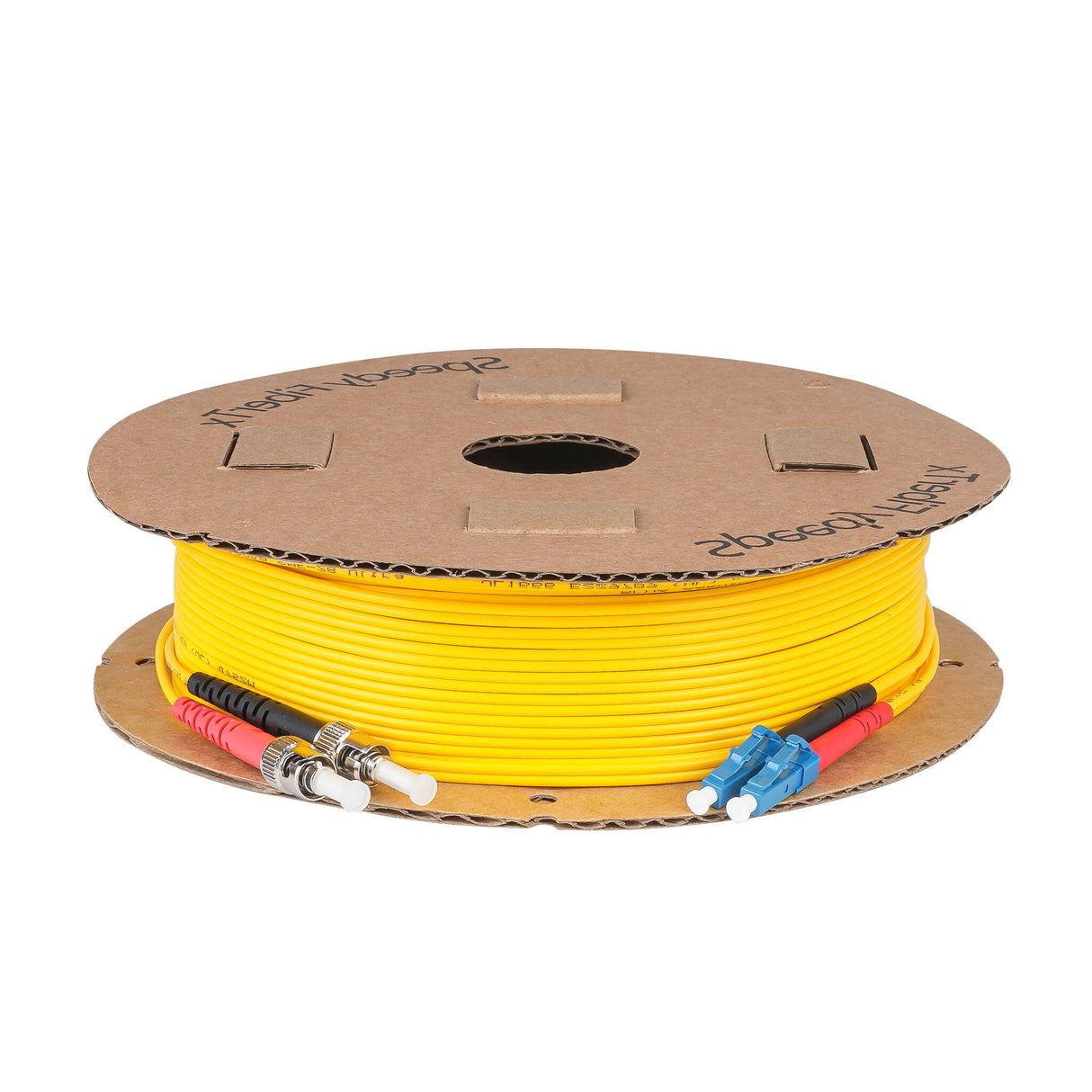 0.2dB LC/UPC to ST/UPC Single-mode Duplex Fiber Patch Cable | Corning SMF-28 Ultra Fiber | Red and Black Boots | OS1/OS2 Compatible | OFNR Jacket