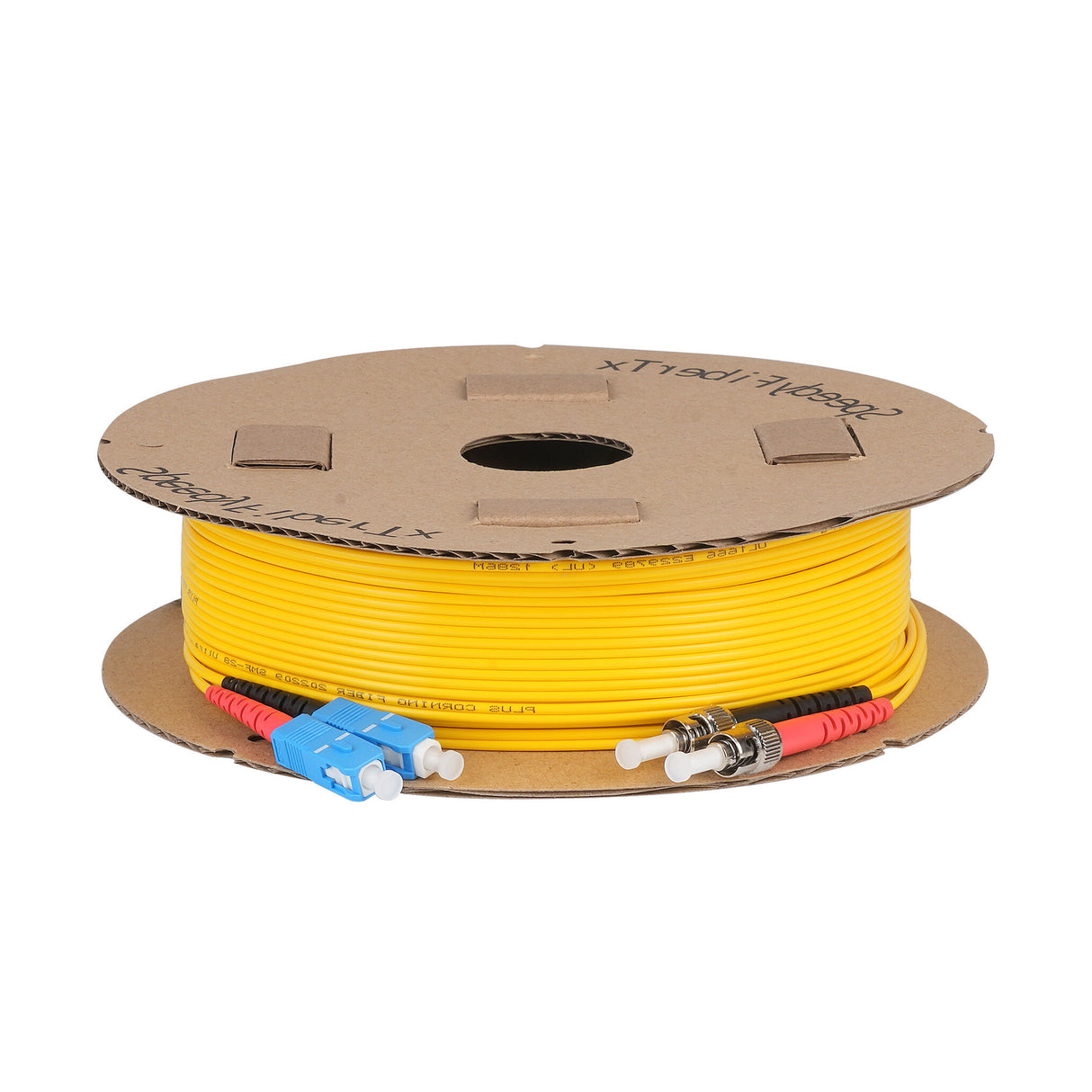 0.2dB SC/UPC to ST/UPC Single-mode Duplex Fiber Patch Cable | Corning SMF-28 Ultra Fiber | Red and Black Boots | OS1/OS2 Compatible | OFNR Jacket